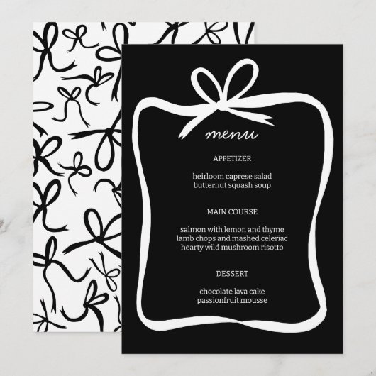 Bow Lint Lijst Elegant Vrijgezellenfeest CUSTOM Menu (Voorkant / Achterkant)
