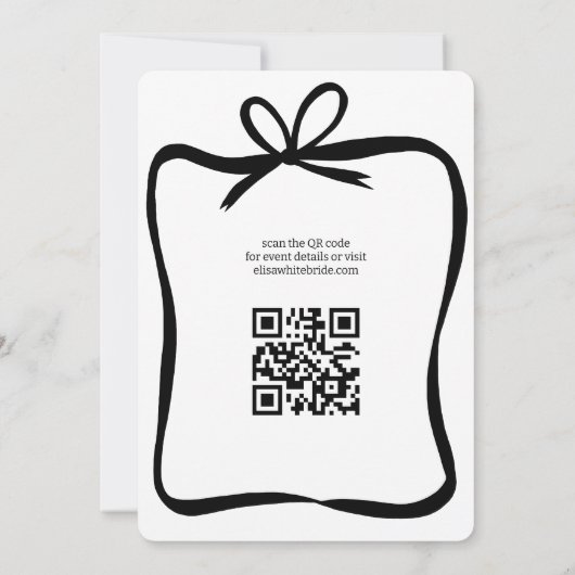 Bow Lint Lijst Vrijgezellenfeest CUSTOM QR Code Kaart (Achterkant)