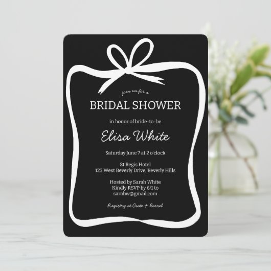 Bow Lint Lijst Vrijgezellenfeest CUSTOM QR Code Kaart (Staand voorkant)