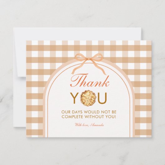 Bow Little Cutie Pie Bedankt Card Gingham Herfst (Voorkant)