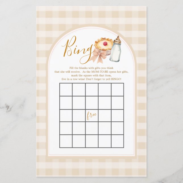 Bow Little Cutie Pie Pastel Gingham Bingo spel (Voorkant)