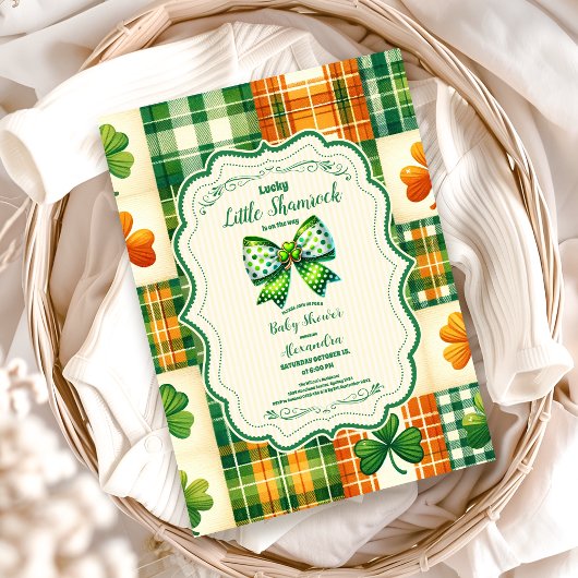 Bow Lucky Little Shamrock Baby shower Kaart