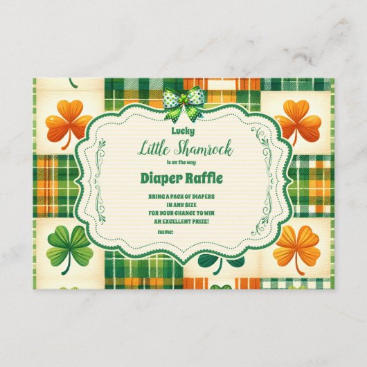 Bow Lucky Little Shamrock Diapper Raffle Informatiekaartje (Voorkant)