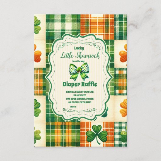 Bow Lucky Little Shamrock Diapper Raffle Informatiekaartje (Voorkant)