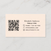 Bow luipaard print perzik bruin qr code visitekaartje (Achterkant)