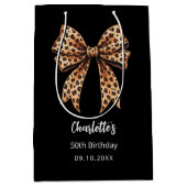 Bow luipaard print zwart Verjaardagsfeest Medium Cadeauzakje (Voorkant)
