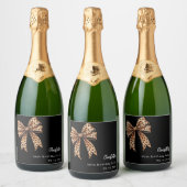 Bow luipaard print zwart Verjaardagsfeest Sparkling Wijnetiket (Flessen)