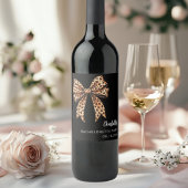 Bow luipaardprint zwart vrijgezellenfeest wijn etiket