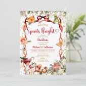Bow Making Spirits Bright Christmas Cocktail party Kaart (Staand voorkant)