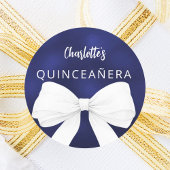 Bow marine blauw wit Quinceanera Ronde Sticker