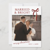 Bow Married and Bright Christmas Holiday Card Feestdagenkaart (Voorkant)