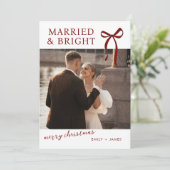 Bow Married and Bright Christmas Holiday Card Feestdagenkaart (Staand voorkant)