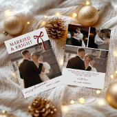 Bow Married and Bright Christmas Holiday Card Feestdagenkaart