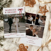 Bow Married and Bright Christmas Holiday Card Feestdagenkaart