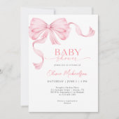 Bow Meisje Roze Lint Coquette Elegant Baby shower Kaart (Voorkant)