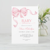 Bow Meisje Roze Lint Coquette Elegant Baby shower Kaart (Staand voorkant)