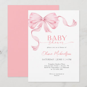 Bow Meisje Roze Lint Coquette Elegant Baby shower Kaart