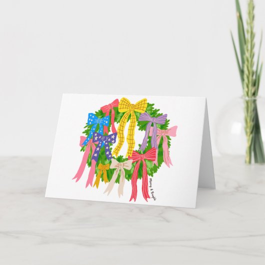 Bow Merry And Bright Christmas Kaart (Voorkant)