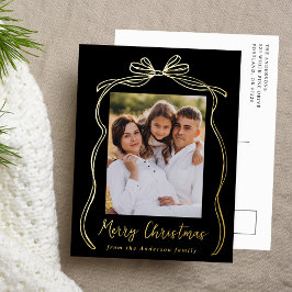  Bow Merry Christmas Black Foto Folie Feestdagen Briefkaart