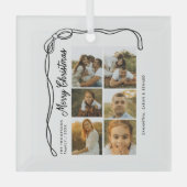 Bow Merry Christmas Family 6 Photos Glas Ornament (Voorkant)