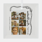 Bow Merry Christmas Family 6 Photos Glas Ornament (Achterkant)
