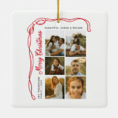 Bow Merry Christmas Family 6 Photos Keramisch Ornament (Achterkant)