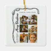Bow Merry Christmas Family 6 Photos Keramisch Ornament (Voorkant)
