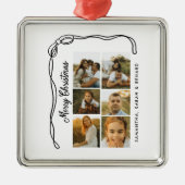 Bow Merry Christmas Family 6 Photos Metalen Ornament (Voorkant)
