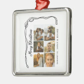 Bow Merry Christmas Family 6 Photos Metalen Ornament (Links)