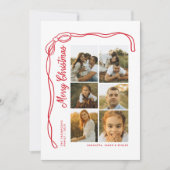 Bow Merry Christmas Family 7 Photos Feestdagenkaart (Voorkant)