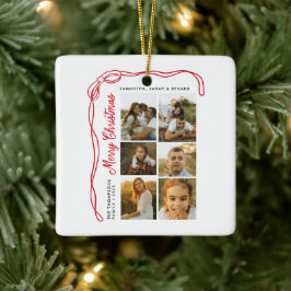 Bow Merry Christmas Family 7 Photos Keramisch Ornament