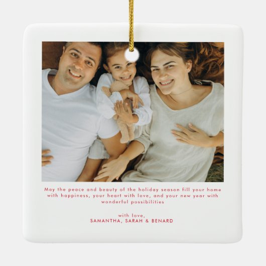 Bow Merry Christmas Family 7 Photos Keramisch Ornament (Achterkant)