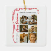 Bow Merry Christmas Family 7 Photos Keramisch Ornament (Voorkant)