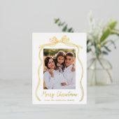  Bow Merry Christmas Foto Folie Feestdagen Briefkaart (Staand Voorkant)