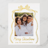  Bow Merry Christmas Foto Folie Feestdagen Briefkaart (Voorkant)