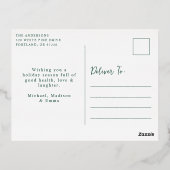 Bow Merry Christmas Green Foto Folie Feestdagen Briefkaart (Achterkant)