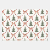Bow Merry Christmas Watercolor Tree Wrapping Paper (Voorkant 2)