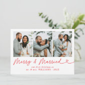 Bow Merry & Getrouwde Pas getrouwd Foto Kerstmis Feestdagenkaart (Staand voorkant)