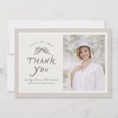 Bow Modern Photo Graduation Thank You Card Bedankkaart (Voorkant)