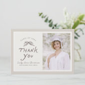 Bow Modern Photo Graduation Thank You Card Bedankkaart (Staand voorkant)