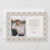 Bow Modern Photo Graduation Thank You Card Bedankkaart (Achterkant)
