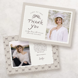 Bow Modern Photo Graduation Thank You Card Bedankkaart