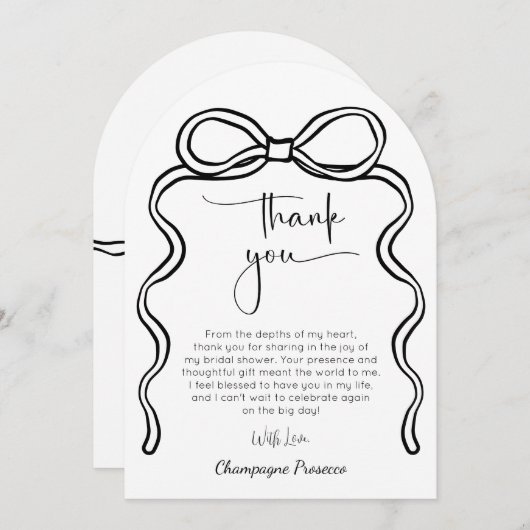 Bow Modern Script Vrijgezellenfeest bedankkaart Kaart (Voorkant / Achterkant)