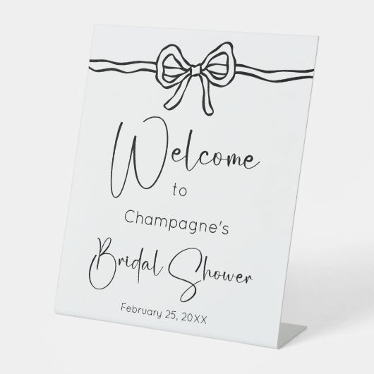 Bow Modern Script Vrijgezellenfeest welkom Reclamebord Met Voetstuk (Voorkant)