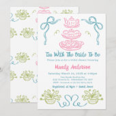 Bow Multicolored Hand Drawn Tea Vrijgezellenfeest Kaart (Voorkant / Achterkant)