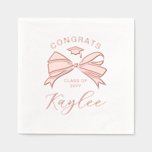 Bow Naam in Script Congrats Afstudeerder Folie Servetten (Voorkant)