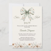 Bow neutral florals green ivory knot Bridal Shower Kaart (Voorkant)