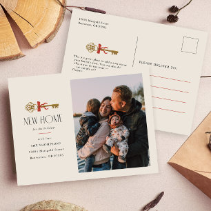Bow New Home Vakantie Bewegende Aankondiging Brief