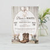 Bow of Boots rustieke boho Gender reveal party Kaart (Staand voorkant)