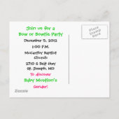 Bow of Bowtie Penguin Geslacht Onthulling Uitnodig Uitnodiging Briefkaart (Achterkant)